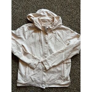 Orvis Women's Hooded Jacket Small Full Zip And Button Pale Pink Zip Pockets I11